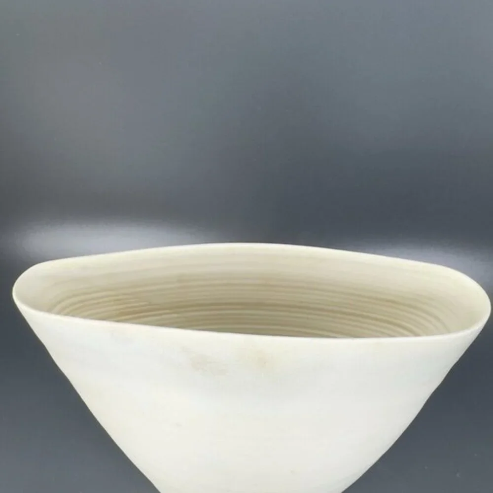Vintage Hand Made Pottery Vase Vessel Flat Side Stoneware Art Marked Vase Vessel